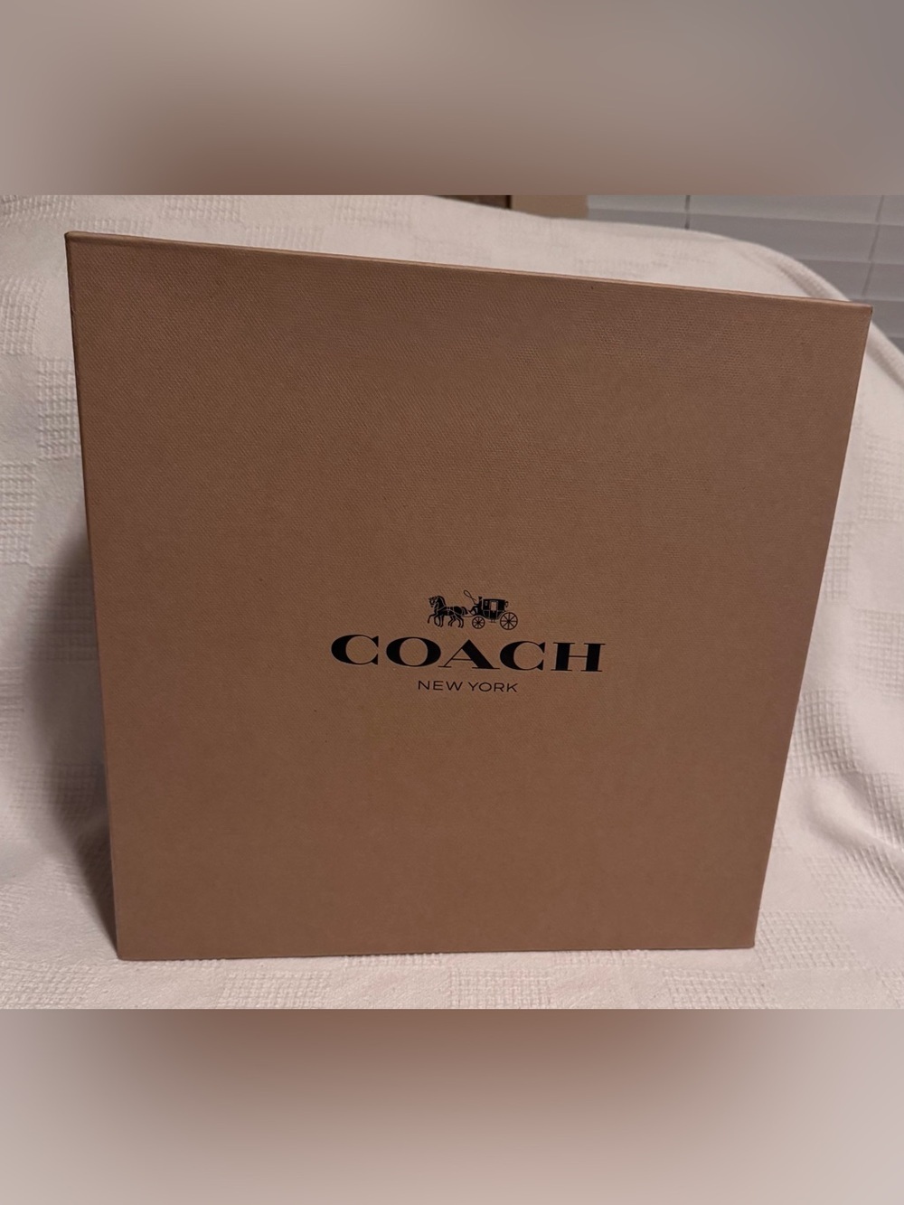 NEW 1 Large Coach Gift Box w/ in Tan with Black Logo